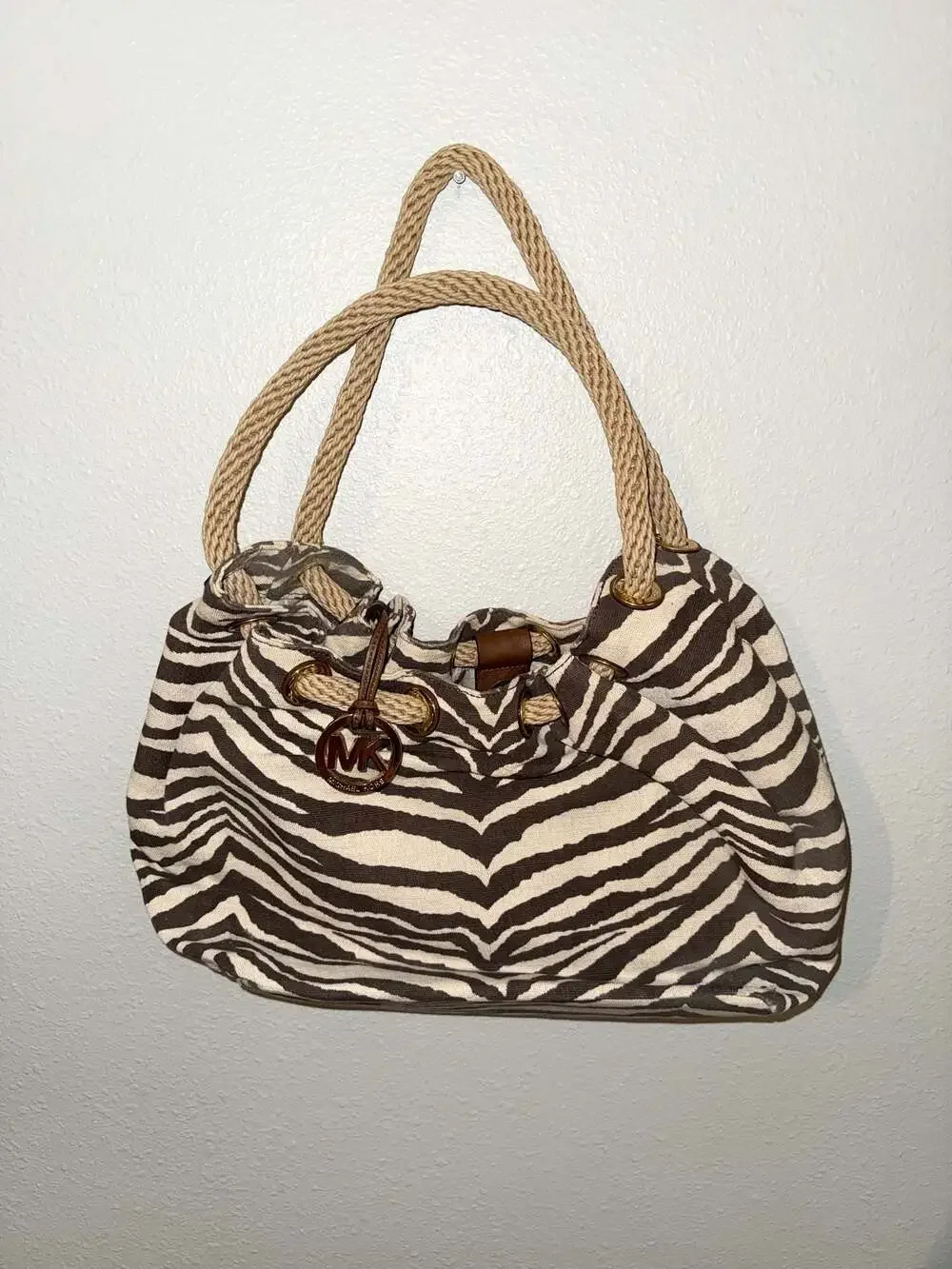 MICHAEL Michael Kors Marina Large Zebra Print Canvas Tote Bag